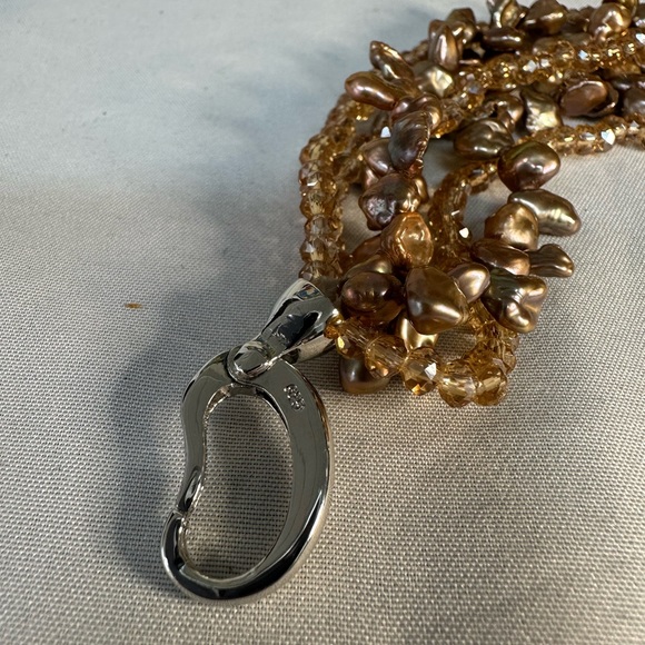 Gorgeous multi strand freshwater pearl 925 bracelet - Picture 6 of 7